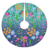 Blauer Garten Blume Hübsches Design Polyester Weihnachtsbaumdecke (Vorderseite)