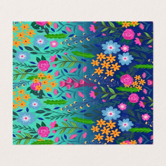 Blauer Garten Blume Hübsches Design Visitenkarten (Außenseite Aufgefaltet)