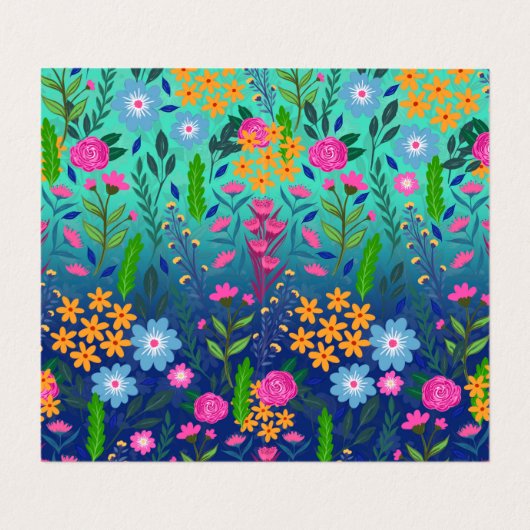 Blauer Garten Blume Hübsches Design Visitenkarten (Innenseite Aufgefaltet)