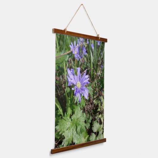 Blauer Garten Blume Wandteppich Mit Holzrahmen (Gewinkelt)
