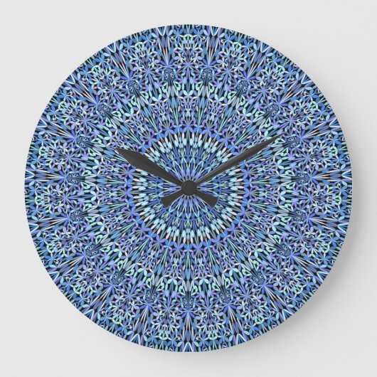 Blauer Garten der Leben-Mandala Große Wanduhr (Vorderseite)