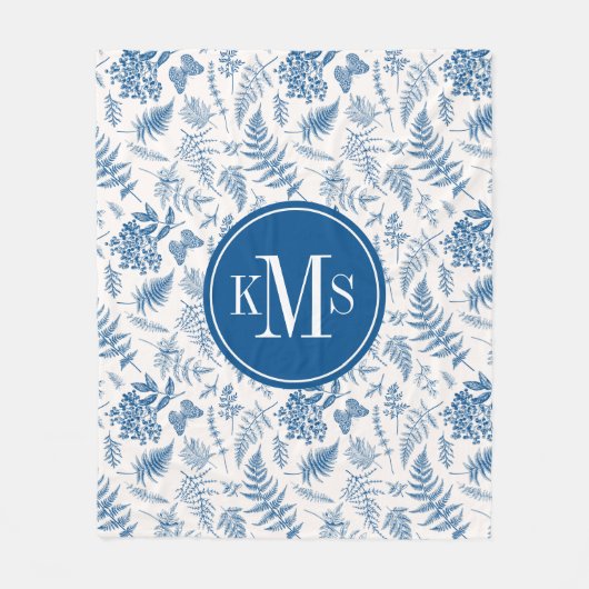 Blauer Garten Schmetterling und Blumengarten Muste Fleecedecke (Vorderseite)