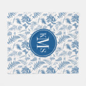 Blauer Garten Schmetterling und Blumengarten Muste Fleecedecke (Vorderseite (Horizontal))