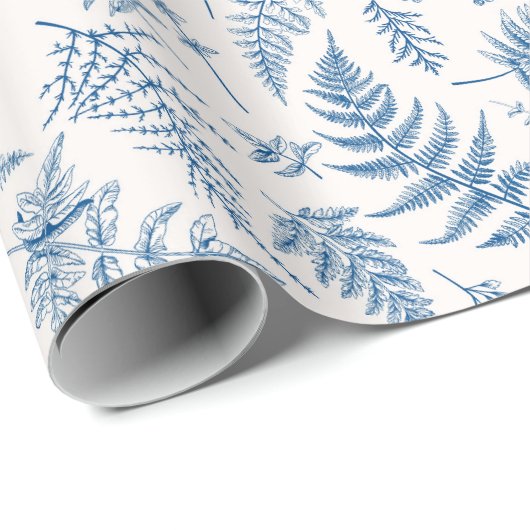 Blauer Garten Schmetterling und Blumengarten Muste Geschenkpapier (Rolleneckpunkt)