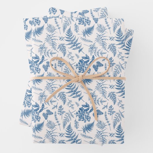Blauer Garten Schmetterling und Blumengarten Muste Geschenkpapier Set (Beispiel)