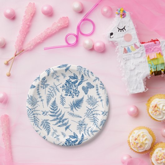 Blauer Garten Schmetterling und Blumengarten Muste Pappteller (Party)