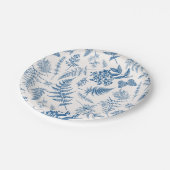 Blauer Garten Schmetterling und Blumengarten Muste Pappteller (Schrägansicht)