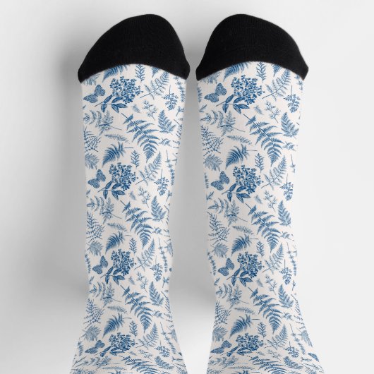 Blauer Garten Schmetterling und Blumengarten Muste Socken (Oben)