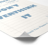 Blauer Gastcheck-Zitat Minimalistischer Poster (Ecke)