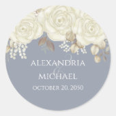 Blauer Gastgeschenk Hochzeit Personalisiert Runder Aufkleber (Vorderseite)