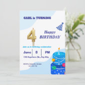 Blauer Geburtstag - Einladung (Stehend Vorderseite)