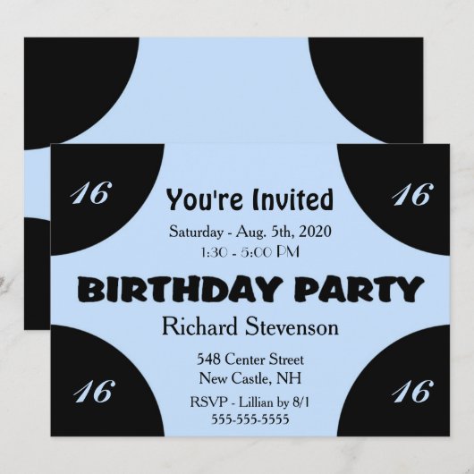 Blauer Geburtstag Einladung (Vorne/Hinten)