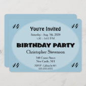 Blauer Geburtstag Einladung (Vorne/Hinten)