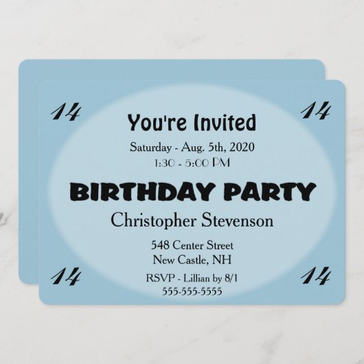 Blauer Geburtstag Einladung (Vorne/Hinten)