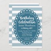 Blauer Geburtstag Einladung Niedlicher breiter Str (Vorne/Hinten)