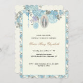 Blauer Geburtstag Religiöse Rosary Einladung (Vorne/Hinten)