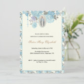 Blauer Geburtstag Religiöse Rosary Einladung (Stehend Vorderseite)