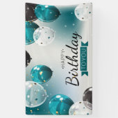 Blauer Geburtstagsballonbanner Banner (Vertikal)