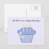 Blauer Geburtstagscupcake Postkarte (Vorne/Hinten)