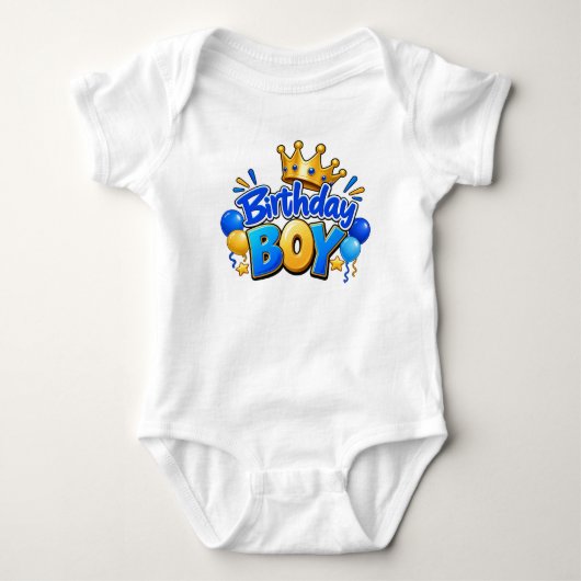 Blauer Geburtstagsjunge Baby Strampler (Vorderseite)