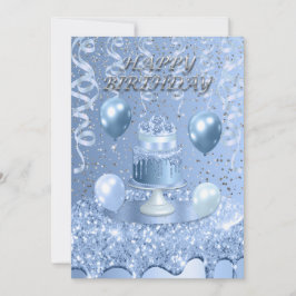Blauer Geburtstagskuchen Dankeskarte