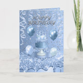 Blauer Geburtstagskuchen Einladung (Vorderseite)