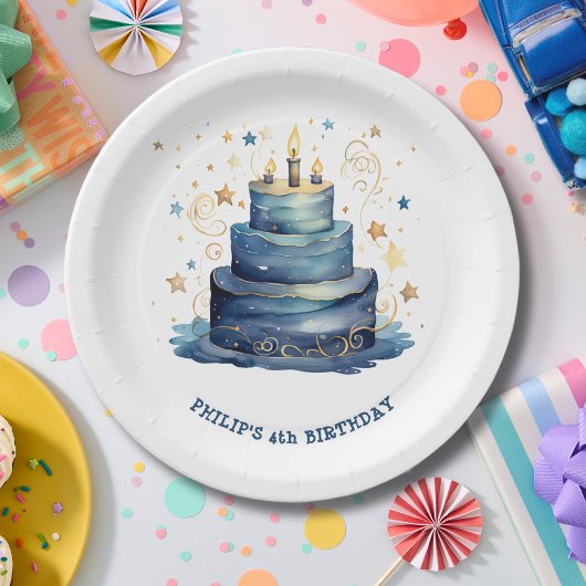 Blauer Geburtstagskuchen Geburtstag Pappteller