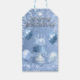 Blauer Geburtstagskuchen Geschenkanhänger