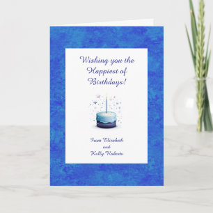 Blauer Geburtstagskuchen mit Sternen Karte