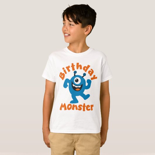 Blauer Geburtstagsmonster T-Shirt (Vorne ganz)
