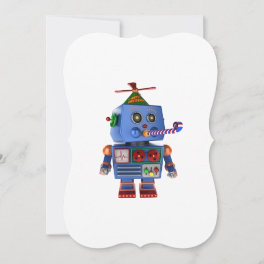 Blauer Geburtstagsspielzeug-Roboter Einladung (Vorderseite)