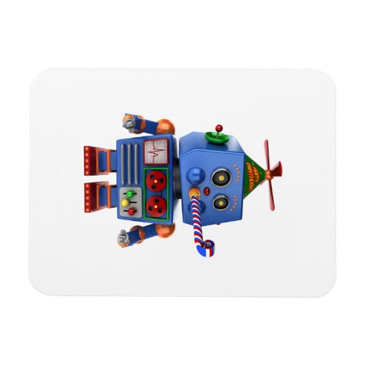 Blauer Geburtstagsspielzeug-Roboter Magnet (Horizontal)