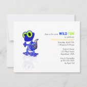 Blauer Gecko Geburtstag Einladung (Vorderseite)