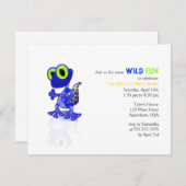 Blauer Gecko Geburtstag Einladung (Vorne/Hinten)