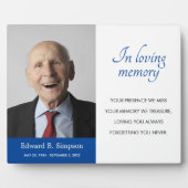 Blauer Gedächtnisgedicht mit Foto Fotoplatte (Vorderseite)