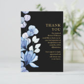 Blauer Gedenktag zum Foto des Lebens Dankeskarte (Stehend Vorderseite)