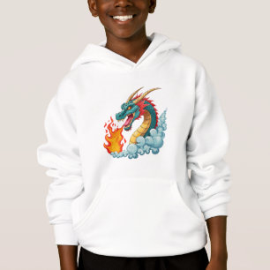 Blauer gehörnter Drache Hoodie