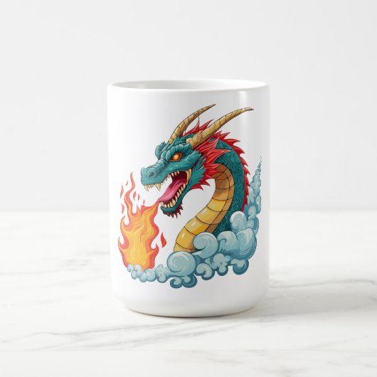 Blauer gehörnter Drache Kaffeetasse (Mittel)