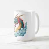 Blauer gehörnter Drache Kaffeetasse (VorderseiteRechts)