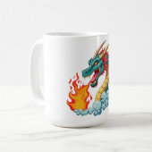 Blauer gehörnter Drache Kaffeetasse (Vorderseite Links)