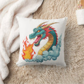 Blauer gehörnter Drache Kissen (Decke)