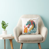 Blauer gehörnter Drache Kissen (Stuhl )