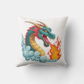 Blauer gehörnter Drache Kissen (Rückseite)