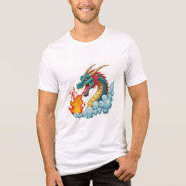 Blauer gehörnter Drache Tri-Blend Shirt