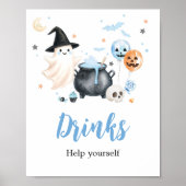 Blauer Geist Little Boo Getränke Schild (Vorne)