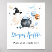 Blauer Geist Little Boo Windel-Raffle-Schild Poster (Vorne)