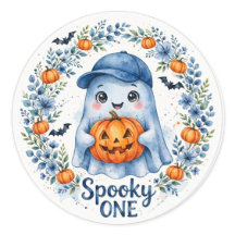 Blauer Geist Spooky ONE-Kürbis-Aufkleber - Jungen-