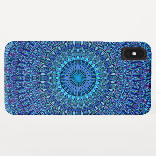 Blauer geistiger Blumen-GartenMandala Case-Mate iPhone Hülle (Rückseite (Horizontal))