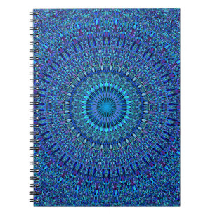 Blauer geistiger Blumen-GartenMandala Notizblock