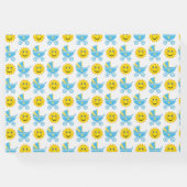 BLAUER-GELBEN-WEISSE BABY-PFLEGE SONNEN GÄSTEBUCH (Rückseite)